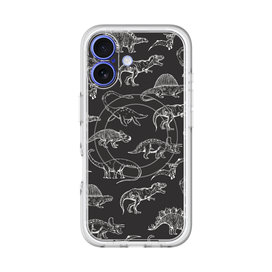 スリムプロテクションプレミアムケース with MagSafe［ Dinosaurs No.2 - Black ］