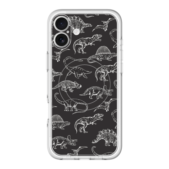 スリムプロテクションプレミアムケース with MagSafe［ Dinosaurs No.2 - Black ］