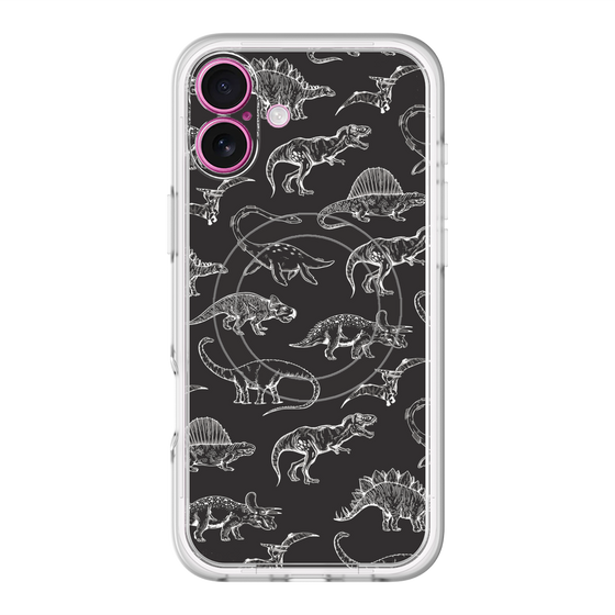 スリムプロテクションプレミアムケース with MagSafe［ Dinosaurs No.2 - Black ］