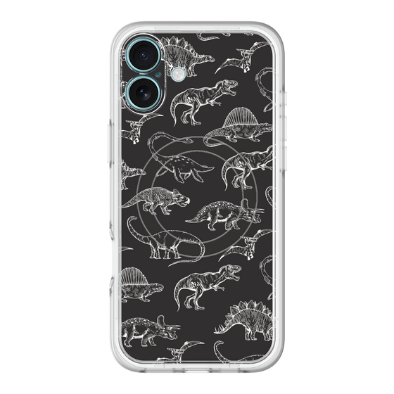 スリムプロテクションプレミアムケース with MagSafe［ Dinosaurs No.2 - Black ］