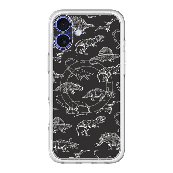 スリムプロテクションプレミアムケース with MagSafe［ Dinosaurs No.2 - Black ］