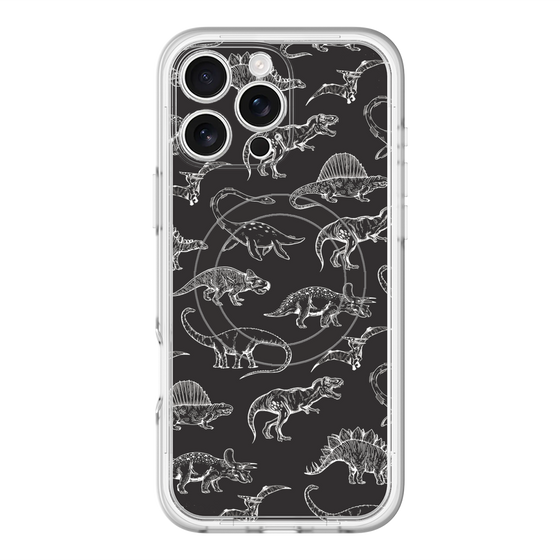スリムプロテクションプレミアムケース with MagSafe［ Dinosaurs No.2 - Black ］