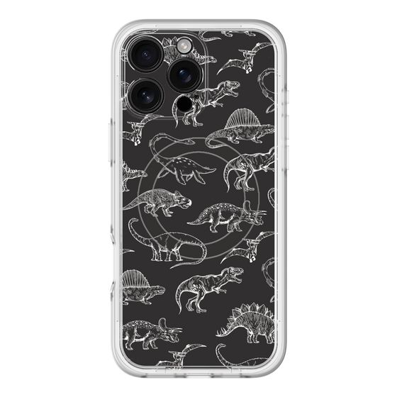 スリムプロテクションプレミアムケース with MagSafe［ Dinosaurs No.2 - Black ］