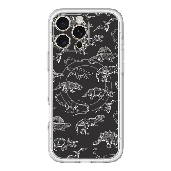 スリムプロテクションプレミアムケース with MagSafe［ Dinosaurs No.2 - Black ］