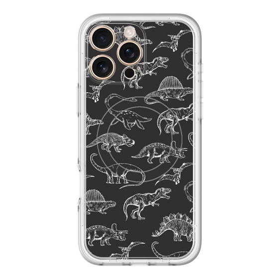 スリムプロテクションプレミアムケース with MagSafe［ Dinosaurs No.2 - Black ］