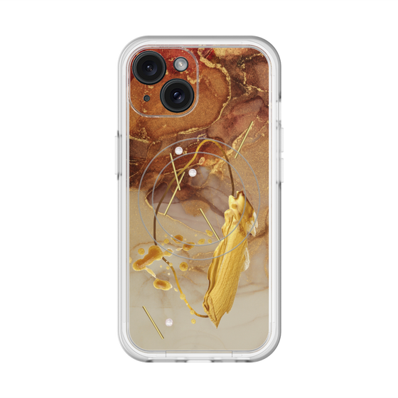 スリムプロテクションプレミアムケース with MagSafe［ Marble Nuance Painting Brown ］