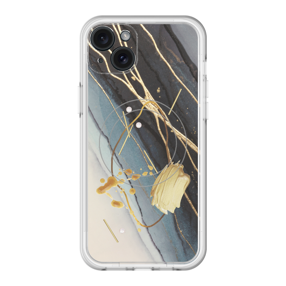 スリムプロテクションプレミアムケース with MagSafe［ Marble Nuance Painting Black ］