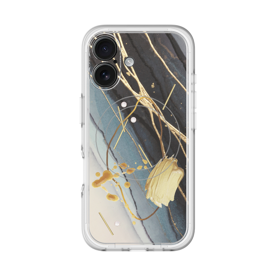 スリムプロテクションプレミアムケース with MagSafe［ Marble Nuance Painting Black ］