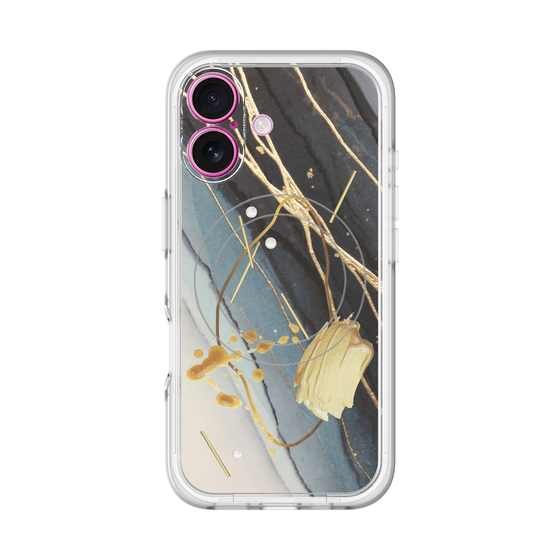 スリムプロテクションプレミアムケース with MagSafe［ Marble Nuance Painting Black ］