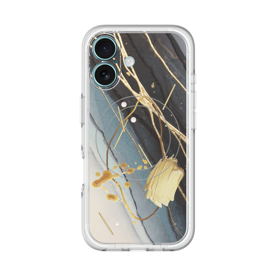 スリムプロテクションプレミアムケース with MagSafe［ Marble Nuance Painting Black ］