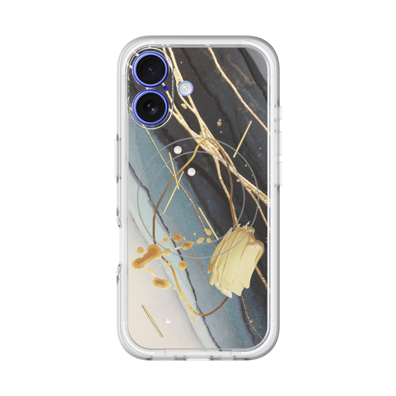 スリムプロテクションプレミアムケース with MagSafe［ Marble Nuance Painting Black ］