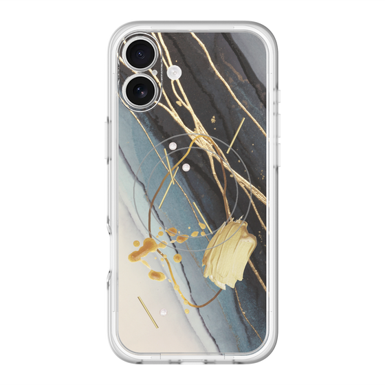 スリムプロテクションプレミアムケース with MagSafe［ Marble Nuance Painting Black ］
