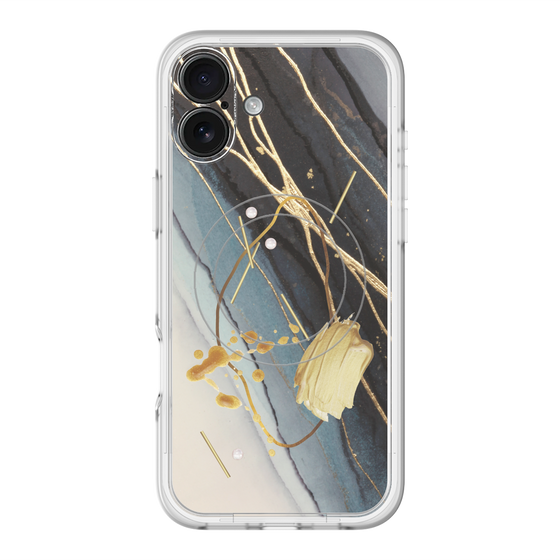 スリムプロテクションプレミアムケース with MagSafe［ Marble Nuance Painting Black ］