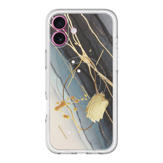 スリムプロテクションプレミアムケース with MagSafe［ Marble Nuance Painting Black ］
