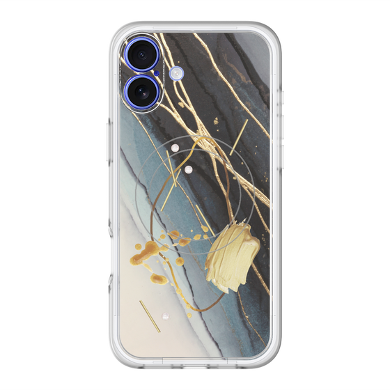 スリムプロテクションプレミアムケース with MagSafe［ Marble Nuance Painting Black ］
