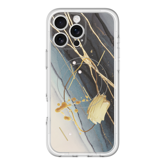 スリムプロテクションプレミアムケース with MagSafe［ Marble Nuance Painting Black ］