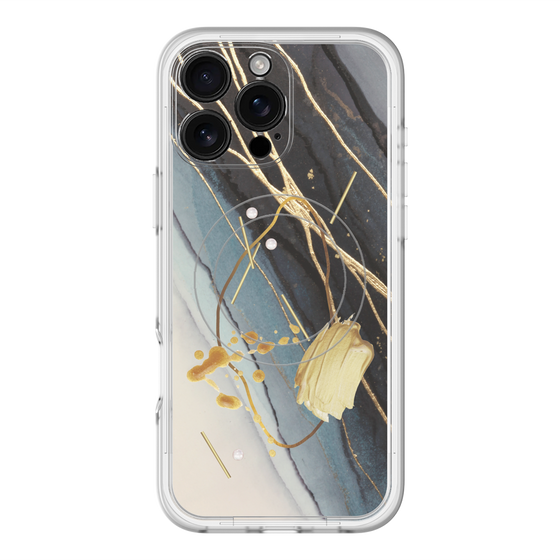スリムプロテクションプレミアムケース with MagSafe［ Marble Nuance Painting Black ］