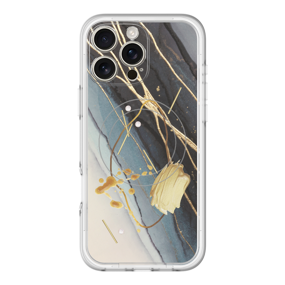 スリムプロテクションプレミアムケース with MagSafe［ Marble Nuance Painting Black ］