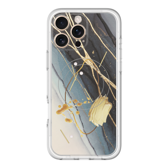 スリムプロテクションプレミアムケース with MagSafe［ Marble Nuance Painting Black ］