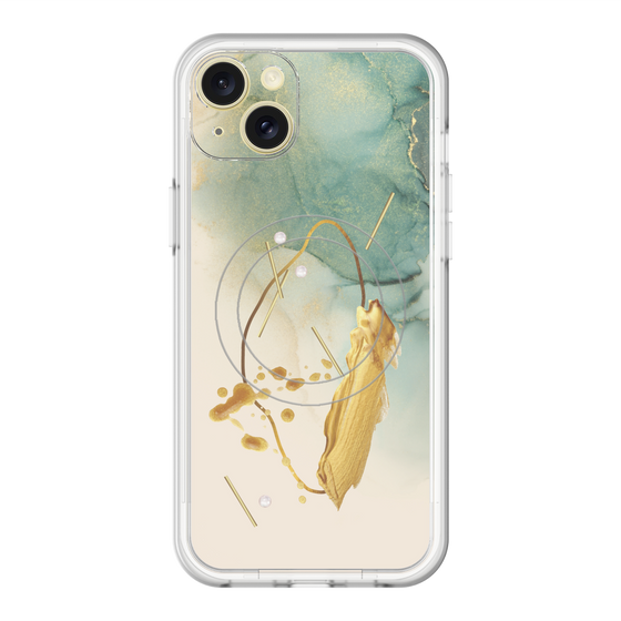 スリムプロテクションプレミアムケース with MagSafe［ Marble Nuance Painting Green ］