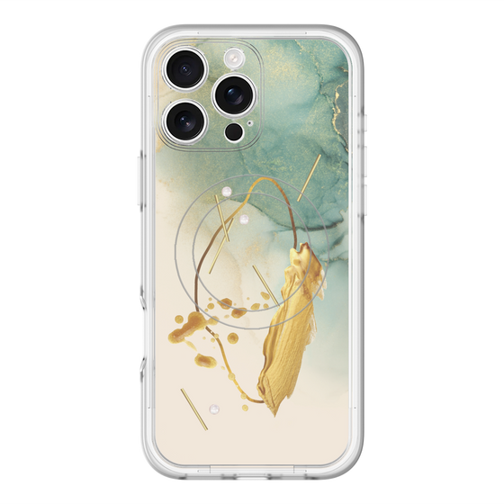 スリムプロテクションプレミアムケース with MagSafe［ Marble Nuance Painting Green ］