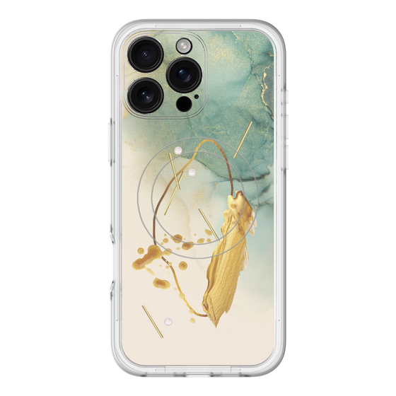 スリムプロテクションプレミアムケース with MagSafe［ Marble Nuance Painting Green ］