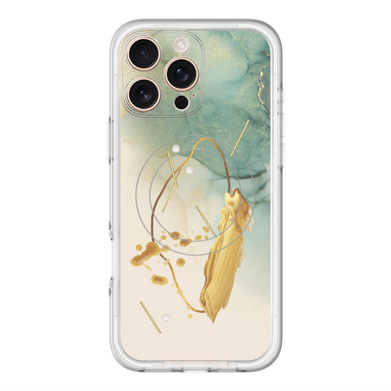 スリムプロテクションプレミアムケース with MagSafe［ Marble Nuance Painting Green ］