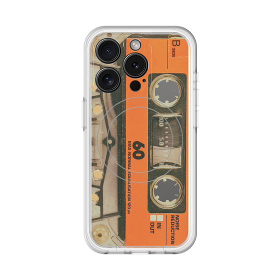 スリムプロテクションプレミアムケース with MagSafe［ RETORO CASSETTE TAPE - Skeleton Orange ］