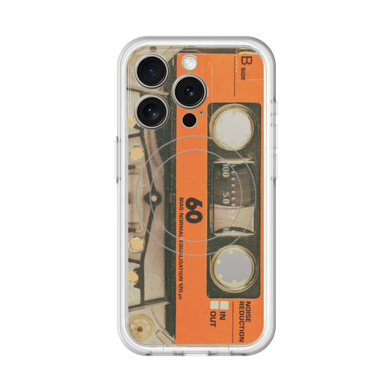 スリムプロテクションプレミアムケース with MagSafe［ RETORO CASSETTE TAPE - Skeleton Orange ］