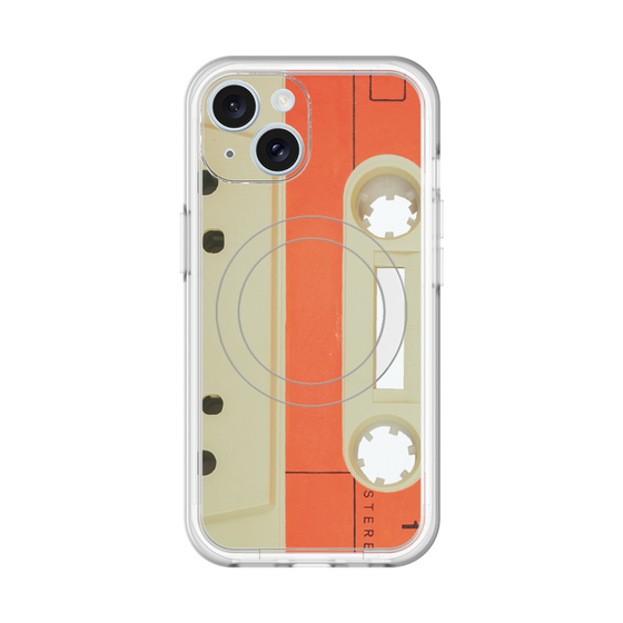 スリムプロテクションプレミアムケース with MagSafe［ RETORO CASSETTE TAPE - Opacity White ］