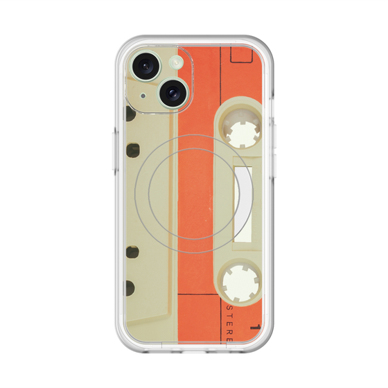 スリムプロテクションプレミアムケース with MagSafe［ RETORO CASSETTE TAPE - Opacity White ］