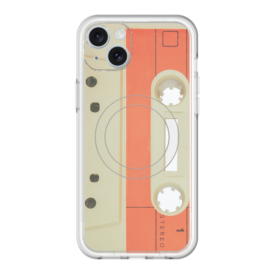スリムプロテクションプレミアムケース with MagSafe［ RETORO CASSETTE TAPE - Opacity White ］