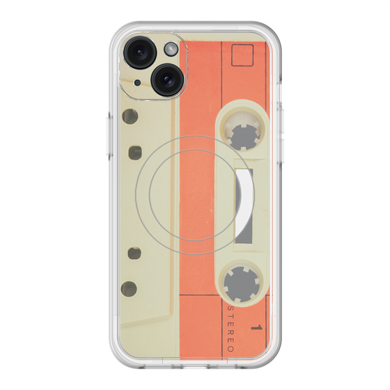 スリムプロテクションプレミアムケース with MagSafe［ RETORO CASSETTE TAPE - Opacity White ］