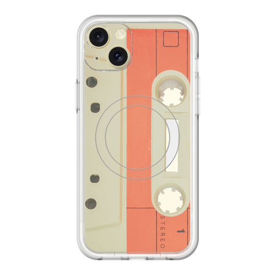 スリムプロテクションプレミアムケース with MagSafe［ RETORO CASSETTE TAPE - Opacity White ］