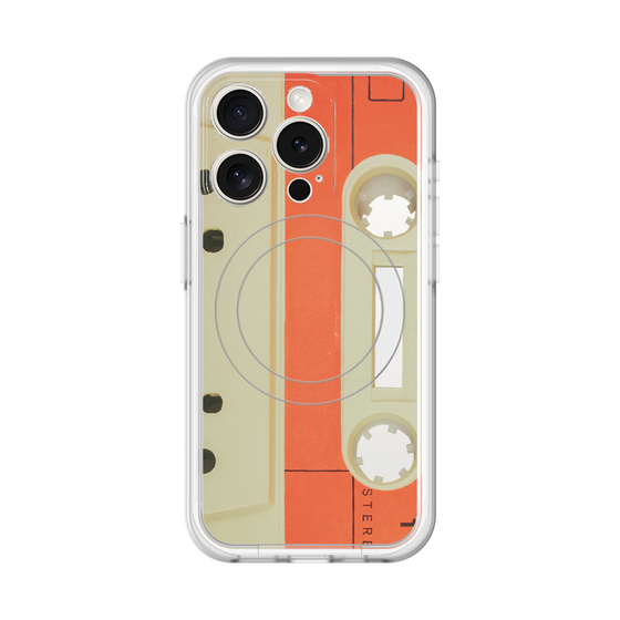 スリムプロテクションプレミアムケース with MagSafe［ RETORO CASSETTE TAPE - Opacity White ］