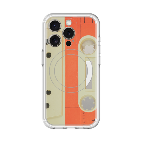 スリムプロテクションプレミアムケース with MagSafe［ RETORO CASSETTE TAPE - Opacity White ］
