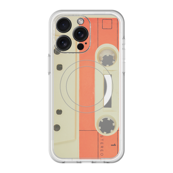 スリムプロテクションプレミアムケース with MagSafe［ RETORO CASSETTE TAPE - Opacity White ］