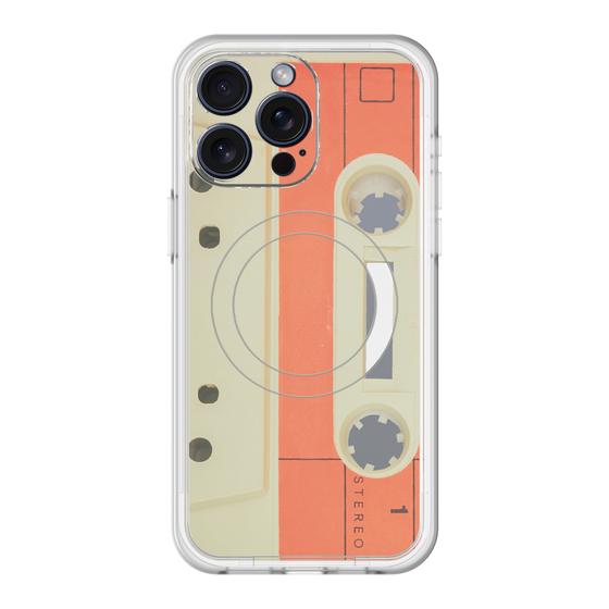 スリムプロテクションプレミアムケース with MagSafe［ RETORO CASSETTE TAPE - Opacity White ］