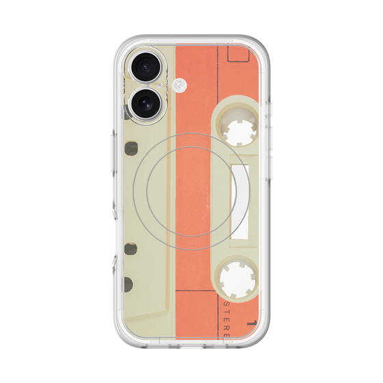 スリムプロテクションプレミアムケース with MagSafe［ RETORO CASSETTE TAPE - Opacity White ］