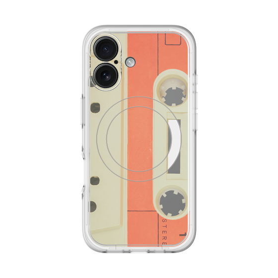 スリムプロテクションプレミアムケース with MagSafe［ RETORO CASSETTE TAPE - Opacity White ］