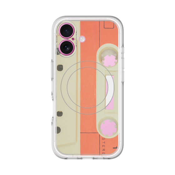 スリムプロテクションプレミアムケース with MagSafe［ RETORO CASSETTE TAPE - Opacity White ］