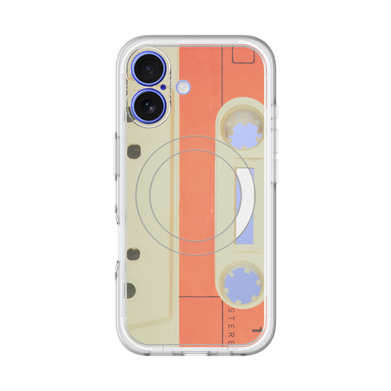 スリムプロテクションプレミアムケース with MagSafe［ RETORO CASSETTE TAPE - Opacity White ］