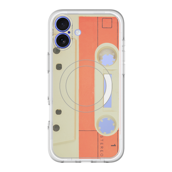 スリムプロテクションプレミアムケース with MagSafe［ RETORO CASSETTE TAPE - Opacity White ］