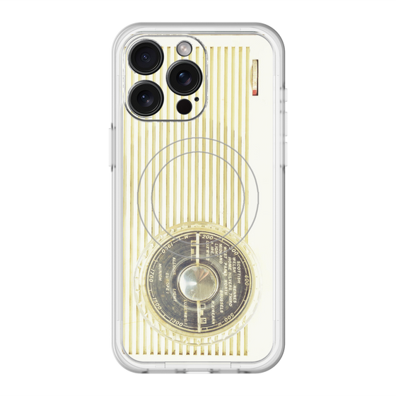 スリムプロテクションプレミアムケース with MagSafe［ RETORO RADIO - White ］