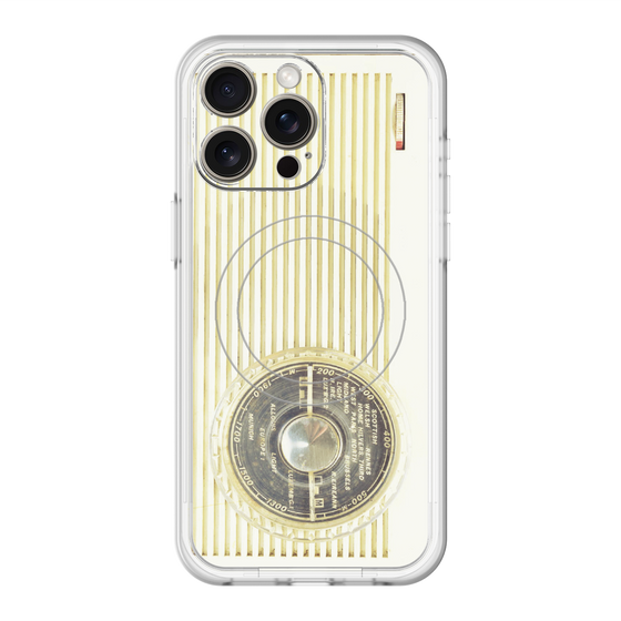 スリムプロテクションプレミアムケース with MagSafe［ RETORO RADIO - White ］