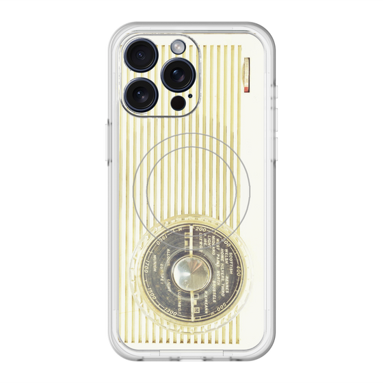 スリムプロテクションプレミアムケース with MagSafe［ RETORO RADIO - White ］