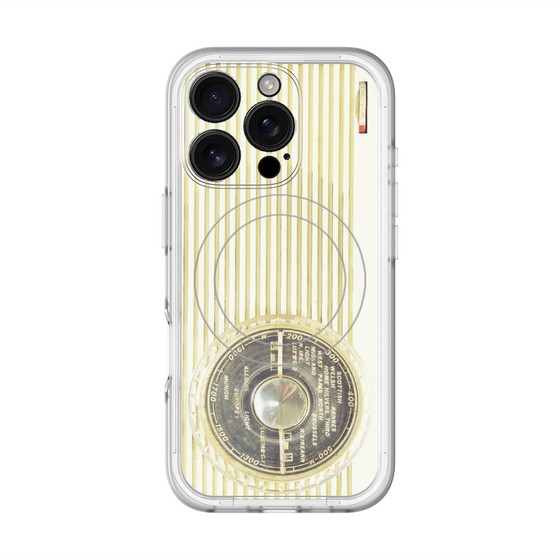 スリムプロテクションプレミアムケース with MagSafe［ RETORO RADIO - White ］