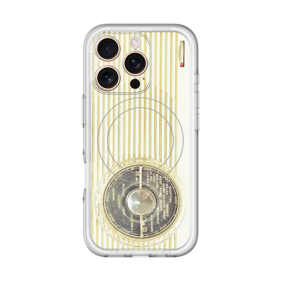 スリムプロテクションプレミアムケース with MagSafe［ RETORO RADIO - White ］