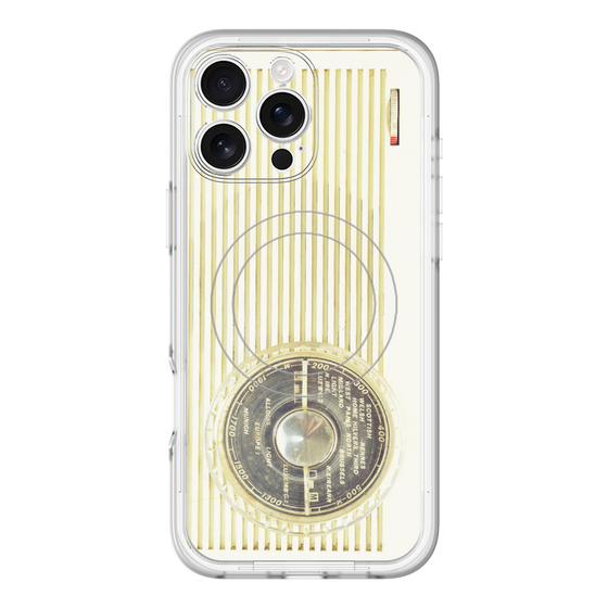 スリムプロテクションプレミアムケース with MagSafe［ RETORO RADIO - White ］