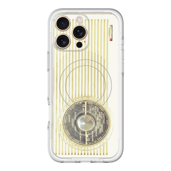 スリムプロテクションプレミアムケース with MagSafe［ RETORO RADIO - White ］